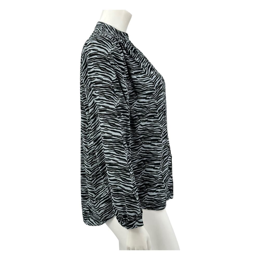 Rebecca Taylor Black and White Zebra Print Button Down Shirt - Picture 3 of 9